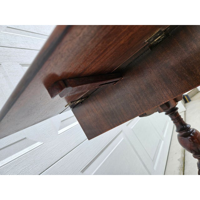 Mahogany Pedestal Drop Leaf Side Table For Sale - Image 10 of 12
