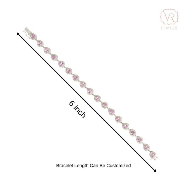 14k Gold Pear Cut 2.74ct Pink Sapphire & Diamond Byzantine Tennis Bracelet For Sale - Image 13 of 17