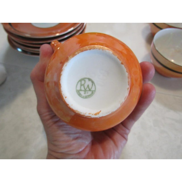 Ceramic Vintage Rudolf Wachter Art Deco Orange Lusterware Tea Set- 27 Pieces For Sale - Image 7 of 11