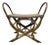 Vintage Woven Rattan & Bamboo Stool With Sculptural Loop Arms For Sale