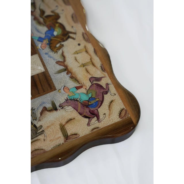 2020s Hand-Painted Persian Miniature Polo Scene Chess & Backgammon Set, One-of-One For Sale - Image 5 of 6