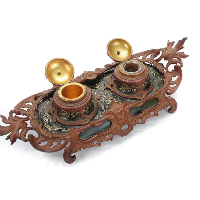 Red Antique 19th century Baroque Ceramic Inkwell For Sale - Image 8 of 9
