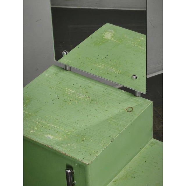 Bauhaus Czech Green Vanity Table with Mirror and Chrome Frame, 1930 For Sale - Image 10 of 18