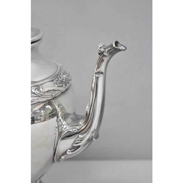 Metal Vintage Rogers & Bro "Exquisite" 4602 Victorian Silver Plated Coffee Pot Teapot For Sale - Image 7 of 14