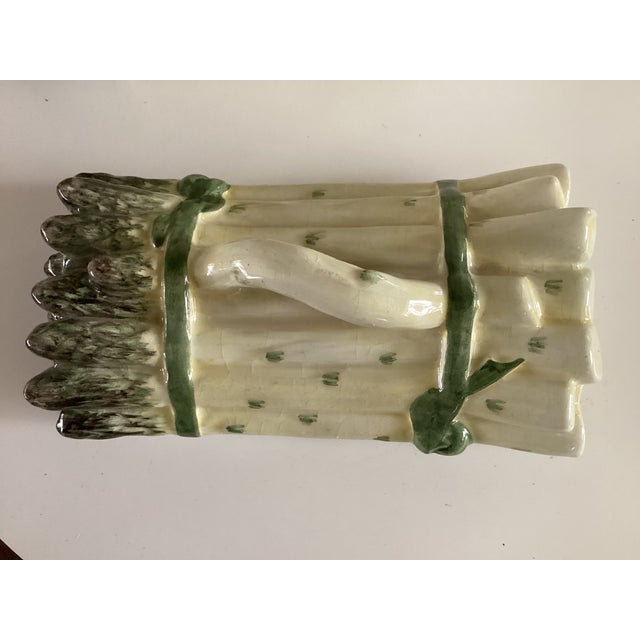 Asparagus Majolica Style Covered Serving Dosh Shaped Like a Bunch of Asparagus For Sale - Image 8 of 11