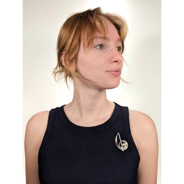 Vintage Antonio Pineda Mexican Modernist 970 Silver & Pearl Brooch or Pin For Sale - Image 9 of 9