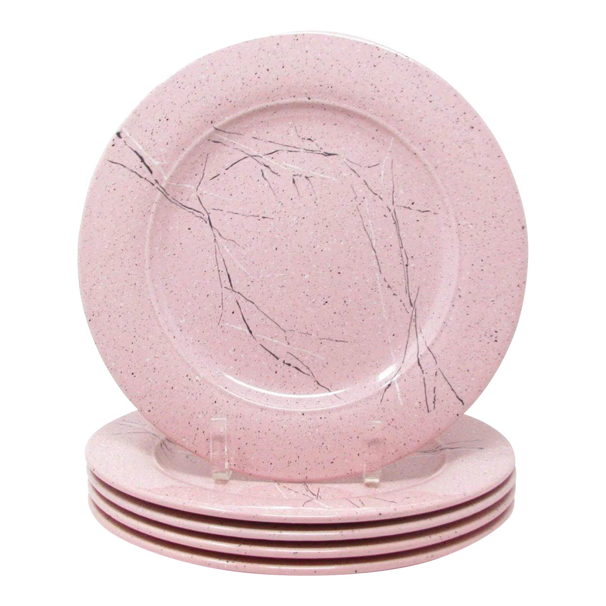 Vintage 1980s Italian Pink Ceramic Dinner Plates With Spatter Vein Design Set of 5 Chairish