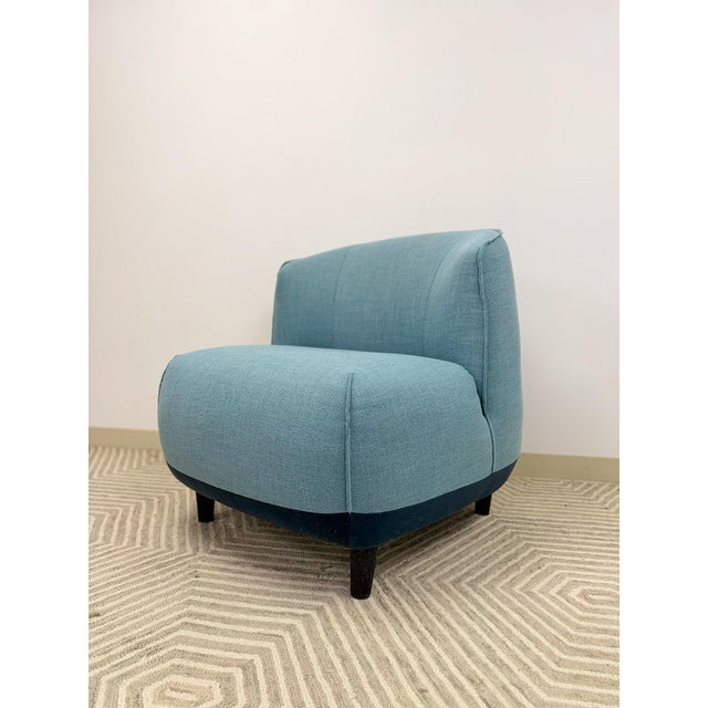 Early 21st Century Costal Modern Blue Upholstered Accent Chair Living Room Bedroom Comfortable For Sale - Image 5 of 9