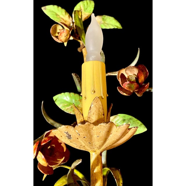 Vintage Italian Hand Painted Hand Crafted Tole Wall Sconces - a Pair For Sale - Image 18 of 18