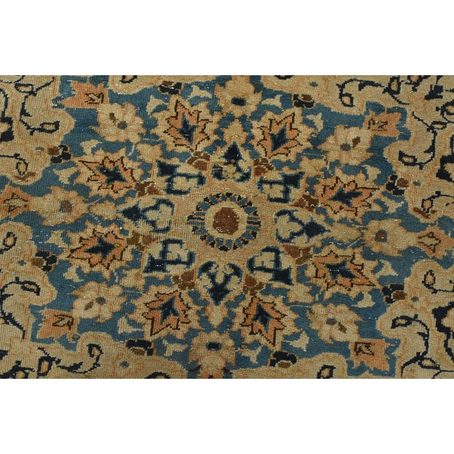 Najafabad Rug 8’10” X 11’4” Orange Wool Vintage Distressed Hand-Knotted Carpet For Sale - Image 9 of 15
