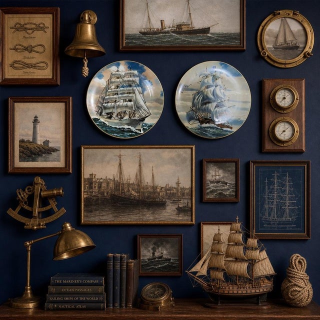 English Set of 2 Rosenthal for Danbury Mint “Great American Sailing Ships” Plates – Sea Witch & Eagle – 8.625” Limited Edition Nautical Wall Decor - See Pics! For Sale - Image 3 of 7