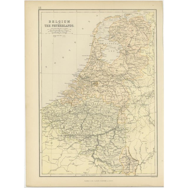 This 1882 map of Belgium and The Netherlands, published by Blackie and Son as part of the 'Comprehensive Atlas and...