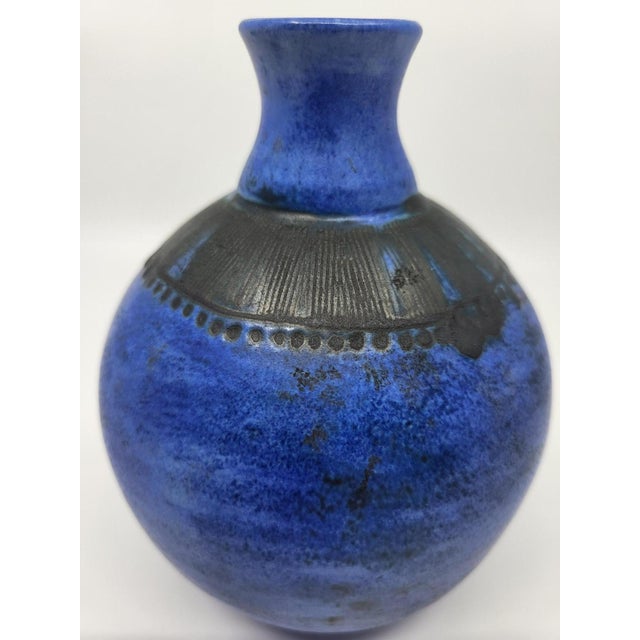 Black Vase in Blue Ceramic by Jacques Blin, France, 1970s For Sale - Image 8 of 8