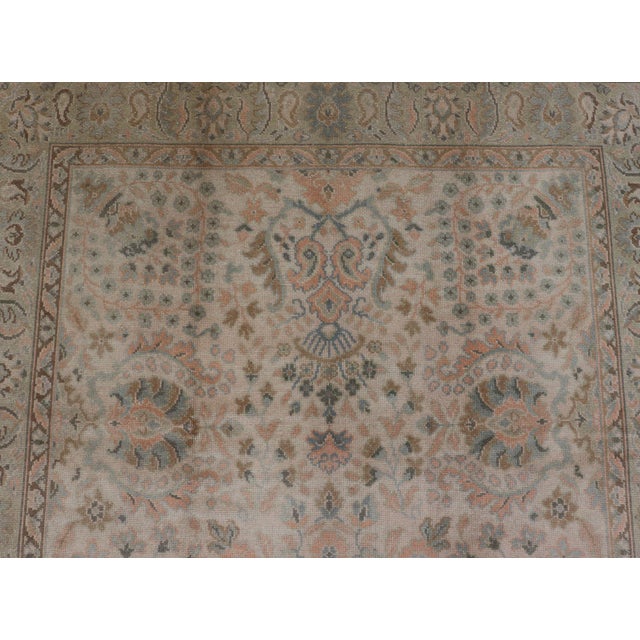 Peach Neutral Vintage Turkish Oushak Rug With Floral Design and Repeated Floral Motifs For Sale - Image 8 of 16
