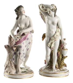 Porcelain Statues from Edmé Samson Paris, Set of 2