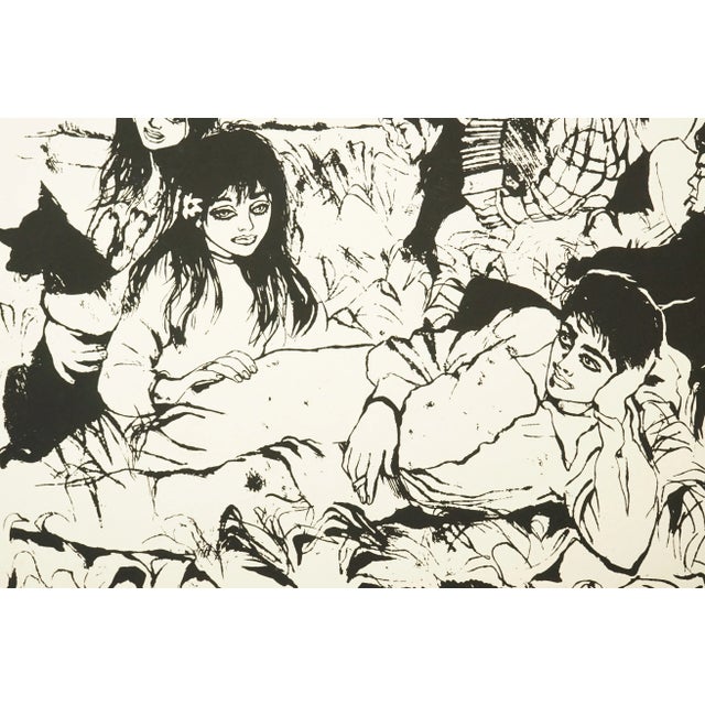 Modern Anna Salvatore, Group of Boys on a Meadow 83/100, 20th Century, Lithograph For Sale - Image 3 of 11