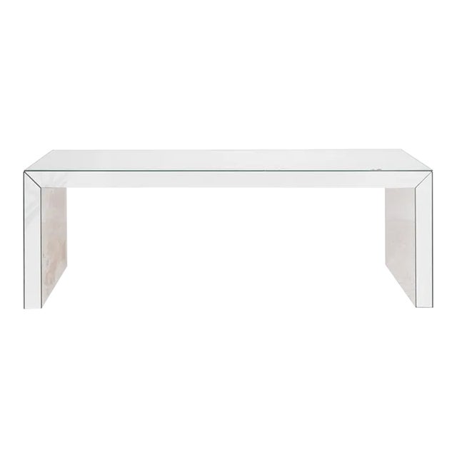 Karl Springer Style Mirror Waterfall Console Table For Sale