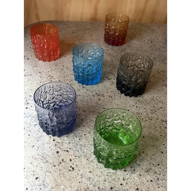 Italian Textured Bark Glasses in the style of Geoffrey Baxter, 1960s, Set of 6 For Sale - Image 18 of 18