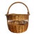 Large Early 20th Century Woven Wicker Rattan Gathering Shopping Harvesting Market Basket For Sale