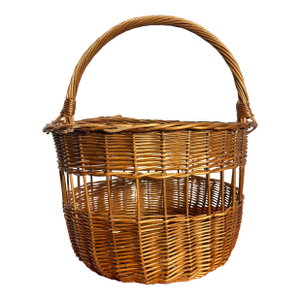 Large Early 20th Century Woven Wicker Rattan Gathering Shopping Harvesting Market Basket