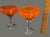 Glass Late 20th Century Pair of Hand Blown Art Glass Orange Margarita Glasses For Sale - Image 7 of 8