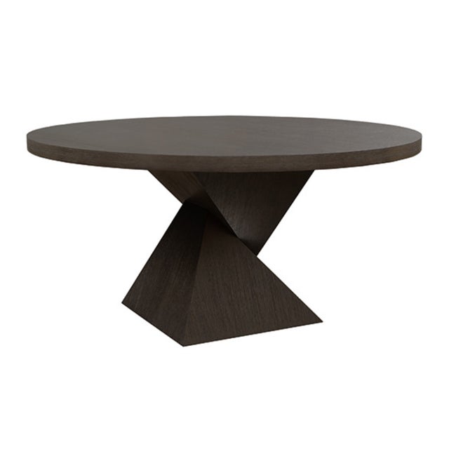 2020s Matthew Izzo Home Newport Espresso Oak Round Pedestal Dining Table For Sale - Image 5 of 5