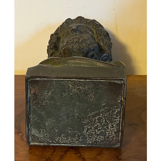 Antique 19th Century Grand Tour Classical Bronze Library Bust or Sculpture of Asclepius, Greco-Roman God of Medicine For Sale - Image 15 of 17