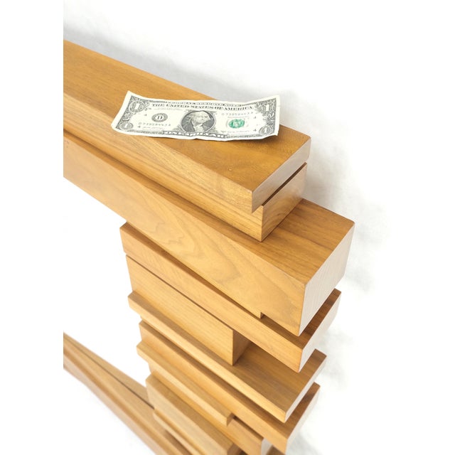 Light Solid Walnut Arts and Crafts Style Mid-Century Modern Wall Mirror For Sale - Image 10 of 12