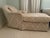 Custom chaise with English arm and tufted back in beige linen damask fabric