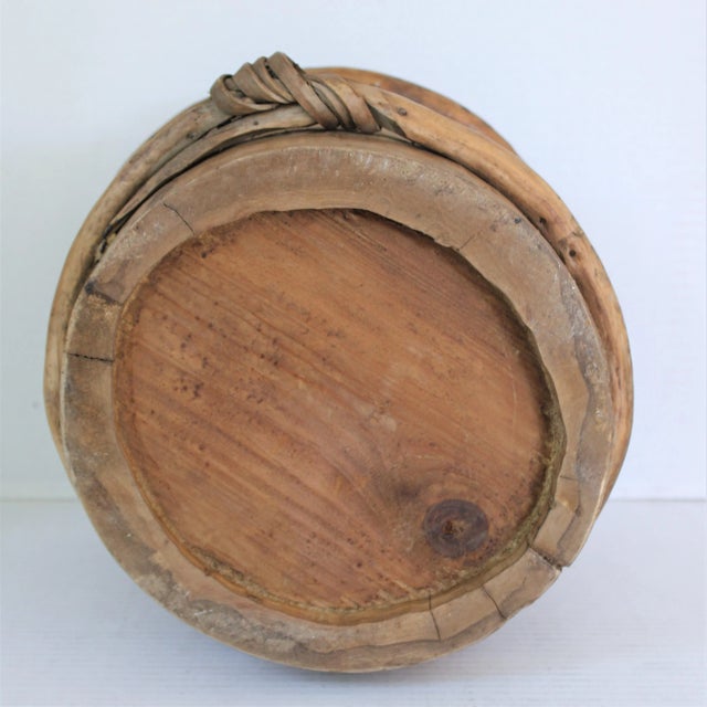 Rustic Tibetan Wood Hand-Made Barrel For Sale - Image 3 of 4