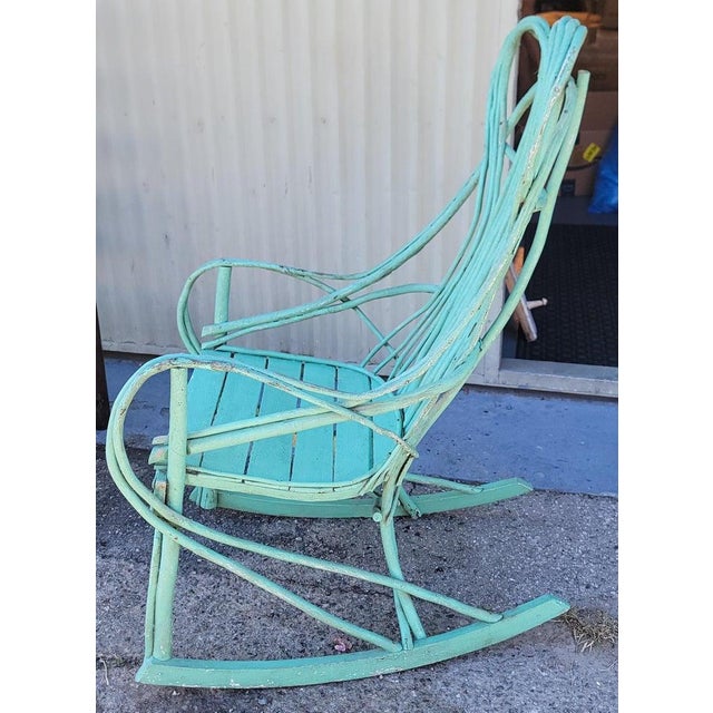 19th Century 19Thc Original Green Painted Bentwood Rocking Chair For Sale - Image 5 of 9