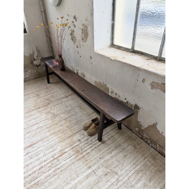 19th Century Antique Bench in Dark Patinated Pine, 1890s For Sale - Image 5 of 18