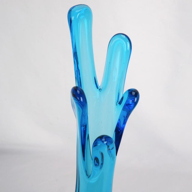 Mid Century Swung Vase 5 Fingers Sapphire Blue For Sale In Phoenix - Image 6 of 7