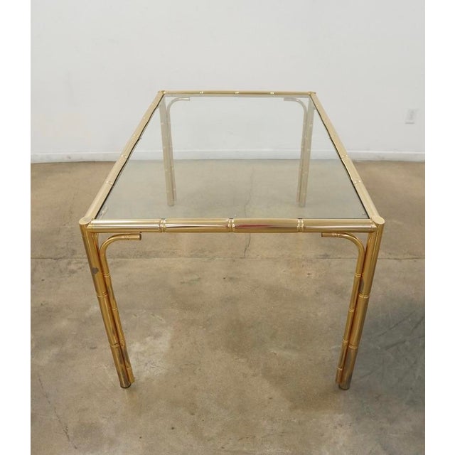 Gold Vintage Mid Century Faux Bamboo Dining Table For Sale - Image 8 of 13
