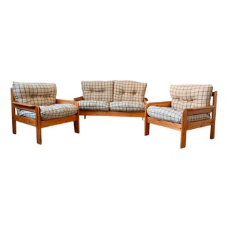 Scandinavian Armchairs and Sofa, 1970s, Set of 3 For Sale