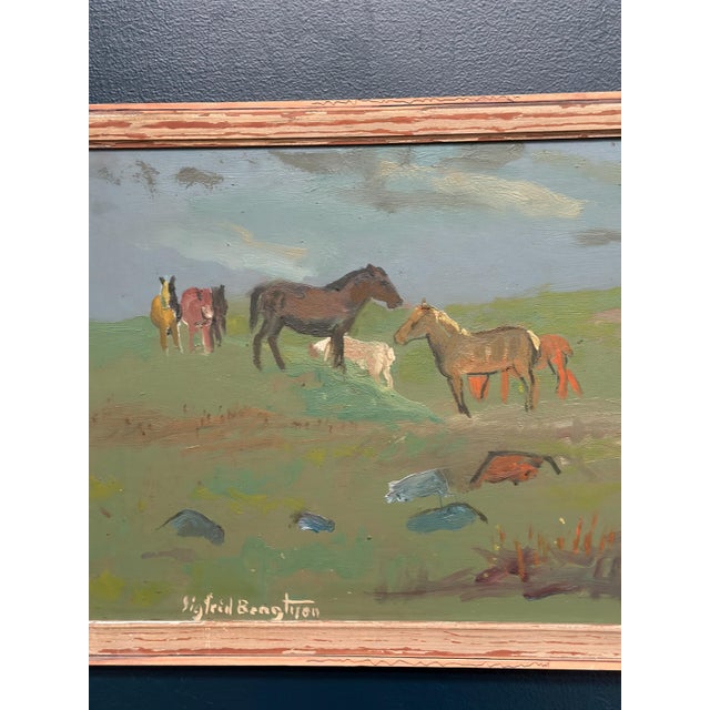 Mid-Century Modern Sigfrid Bengtsson, Horses on the Meadow, Revinge, 1950s, Oil Painting on Panel, Framed For Sale - Image 3 of 13