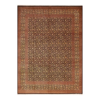 Nazmiyal Collection Floral Design Vintage Persian Silk Qum Rug For Sale