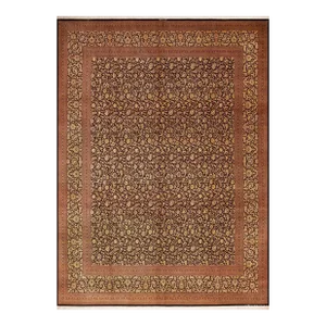 Nazmiyal Collection Floral Design Vintage Persian Silk Qum Rug