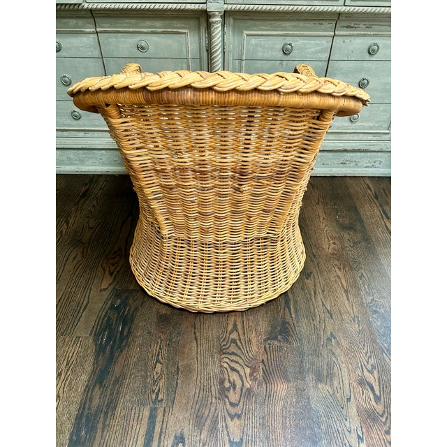 Vintage Braided Wicker Rattan Club Chair For Sale In Kansas City - Image 6 of 6