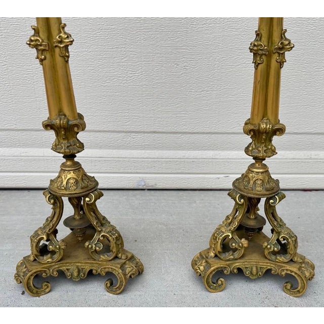 Exceptional Pair of French Restoration Period Gilt Bronze 5-Light Candelabras France, Circa 1830 For Sale - Image 14 of 18