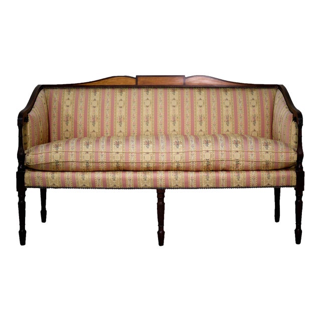 Vintage Sheraton Style Inlaid Mahogany Settee by Kittinger Furniture