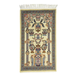 Contemporary Cream White Hand Knotted Indian Rug 3'4'' X 5'8'' For Sale