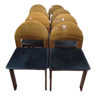 Incanto Model Meeting Room Chairs in National Walnut with Bulgarian Leather Seats from Parma, Set of 9 For Sale