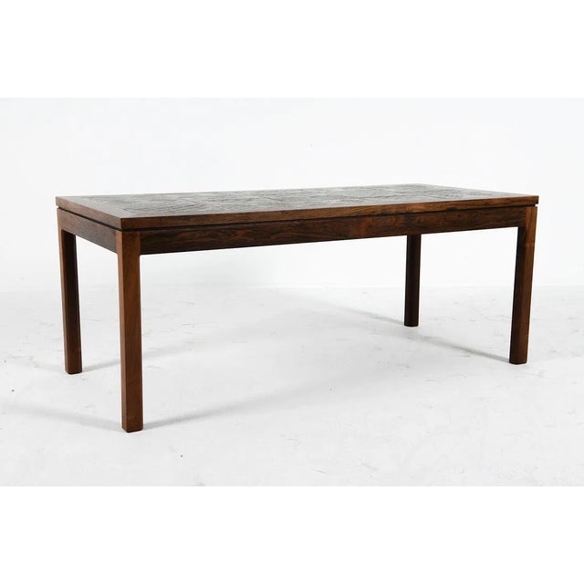 1970s Vintage Rosewood and Tile Coffee Table For Sale - Image 5 of 6