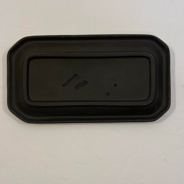 English Vintage Wedgwood Cream on Black Jasperware Oblong Tray For Sale - Image 3 of 8