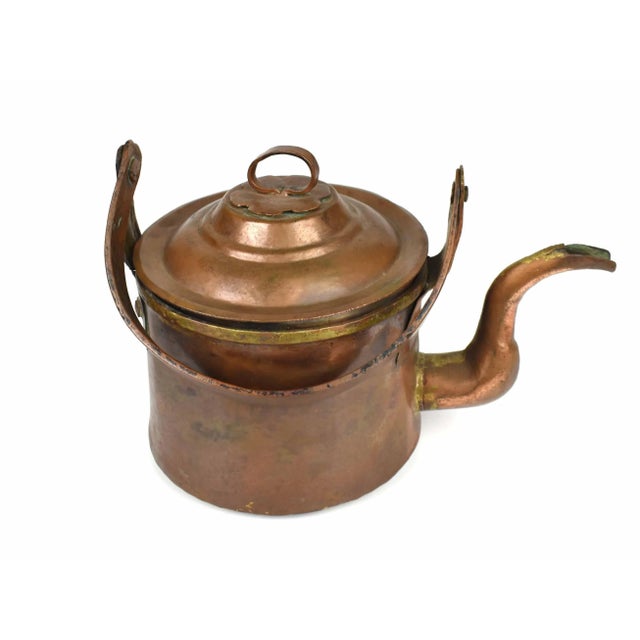 Antique 19th Century French Dovetailed Handmade Hand Hammered Copper Tea Kettle Pot For Sale - Image 6 of 12