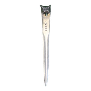 Abercrombie & Fitch Sterling Silver Fox Mask Letter Opener Made in England For Sale