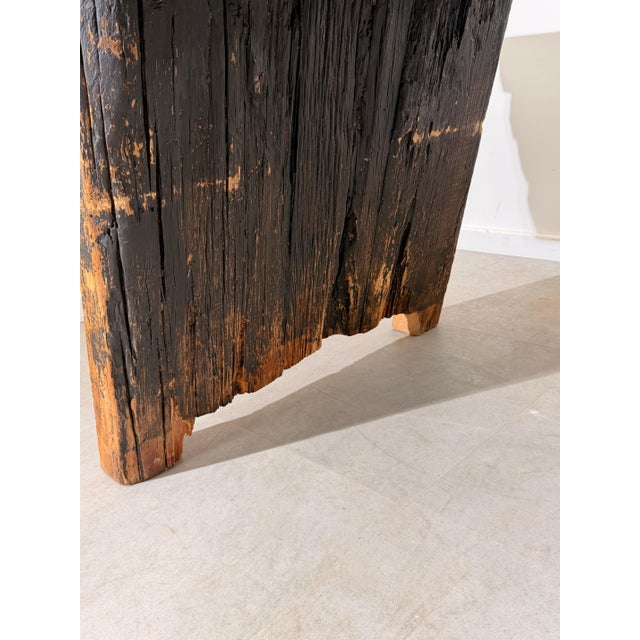 Large Rustic Brutalist Dining Table in Wood For Sale - Image 6 of 7
