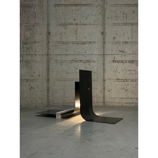Collision 2.1 Floor Lamp in Iron & Travertine by D´ARK Atelier For Sale - Image 4 of 17