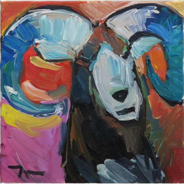 "Bighorn Sheep" Contemporary Abstract Expressionist Oil Painting by